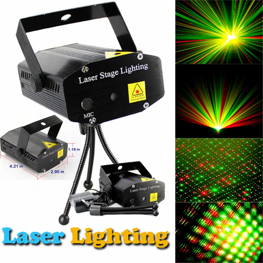 Портативный Мини светодиодный R & G Лазерное освещение проектора корректировки