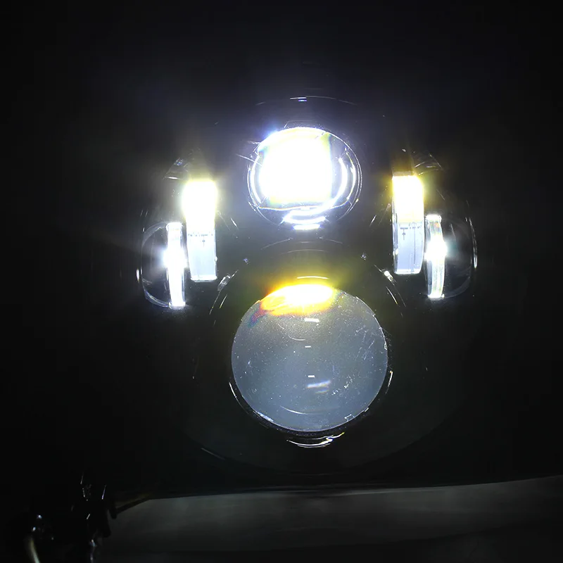 Хромированная для Honda7 дюймового мотоцикла H4 светодиодная фара с высоким и низким