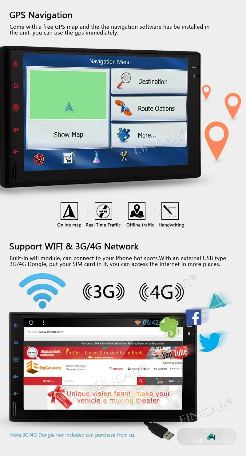 2DIN автомобиль не DVD плеер Android 7 1 Восьмиядерный Wi Fi Автомобиль Радио Стерео Dash