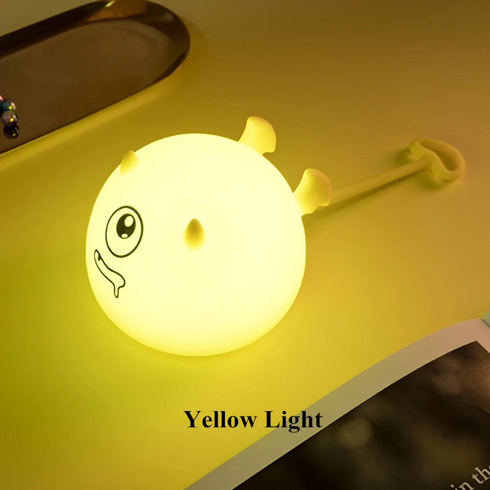 Yellow Light Демон, бело-серые светодиодный Ночной светильник сенсорный Сенсор мультфильм силиконовые лампа USB Перезаряжаемые Ночной свет лампы для детей Детские подарок на Хэллоуин - Испускаемый цвет: Yellow Light