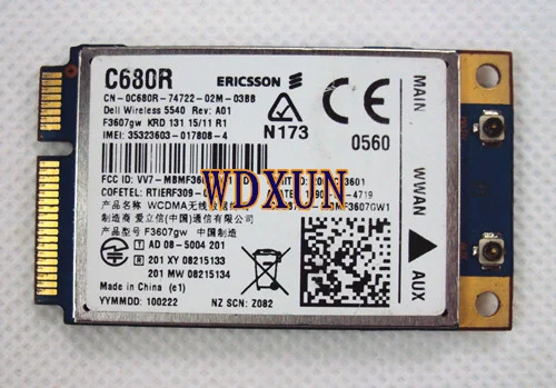 Ericsson Dw5540 F3607gw 3g/2g Gsm Hsdpa Wcdma Беспроводная Wlan карта Wwan Gps H039r 5pj87 c680rвнутренний сетевой