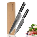 Набор кухонных ножей из дамасской стали SUNNECKO 2 шт., Универсальный японский резец шеф-повара VG10 Core G10, острый нож для резки фруктов и мяса