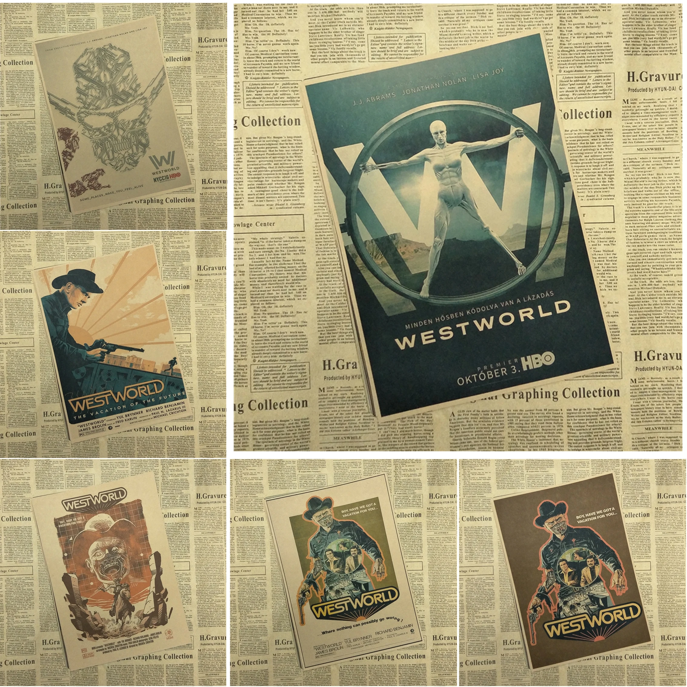 Westworld классический фильм крафт бумага Плакат Бар Кафе гостиная столовая