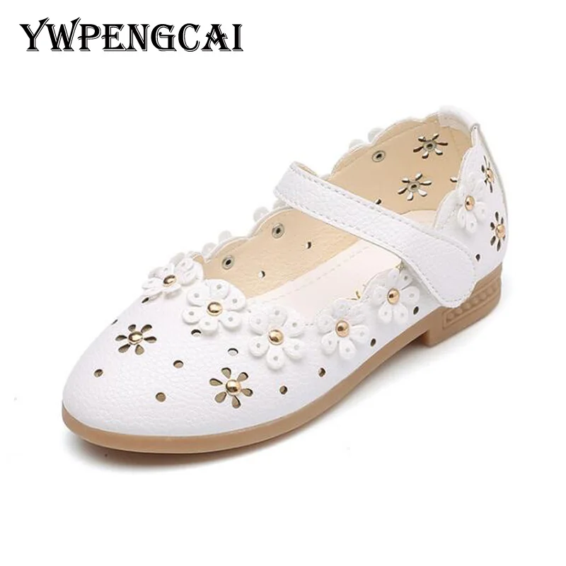 Size 21-36 Toddler Children Shes Spring Summer Girls Princess Hollow Flowers Shoes Flat Dress #7LU0136 | Детская одежда и обувь