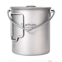 tiartisan portable ultralight pure titanium outdoor folding 750ml pot with handle and bail handle