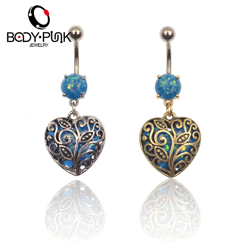 Кольцо для пирсинга тела из нержавеющей стали с голубым опалом|body piercing jewelry|piercing