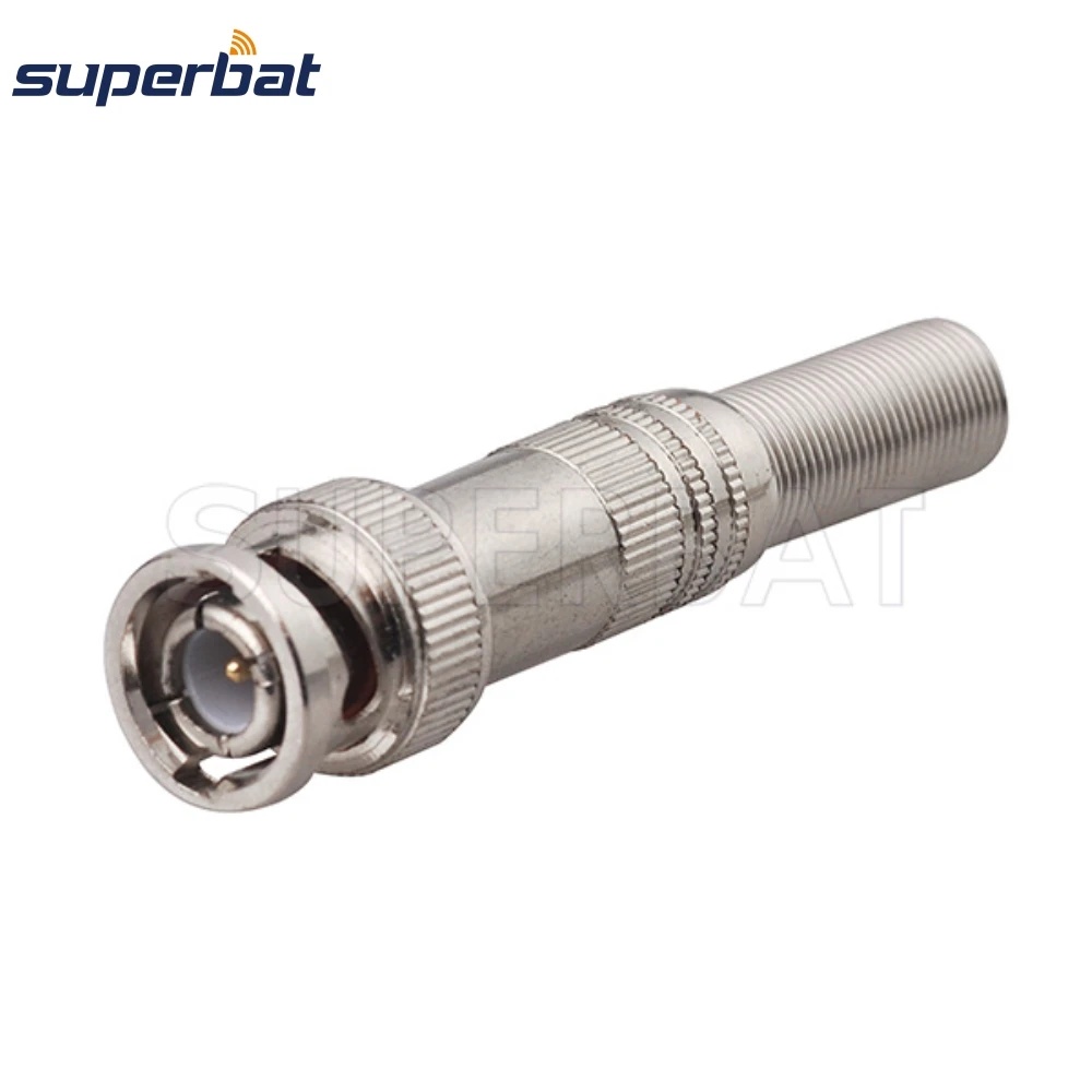 Superbat 10pcs 50 Ohm BNC Male Straight Crimp Coaxial Connector for Cable RG59