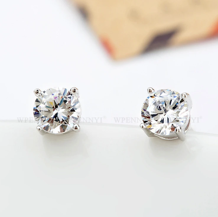 Серебряный Цвет Высокое качество 5 мм 0.5ct Маленький милый 6 зубец Сердца и стрелы