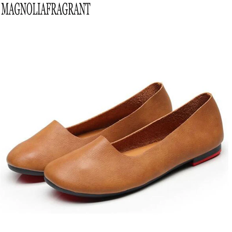 

2018 Genuine Leather Flat Shoes Woman Hand-sewn Leather Loafers Flats Moccasins Spring Casual Shoes Women Flats Women Shoes c27