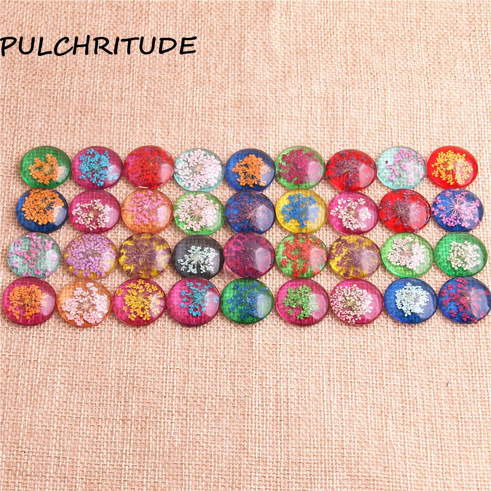 PULCHRITUDE 10 шт./лот 20 мм 25 смешанные Натуральные сушеные цветы с плоской задней