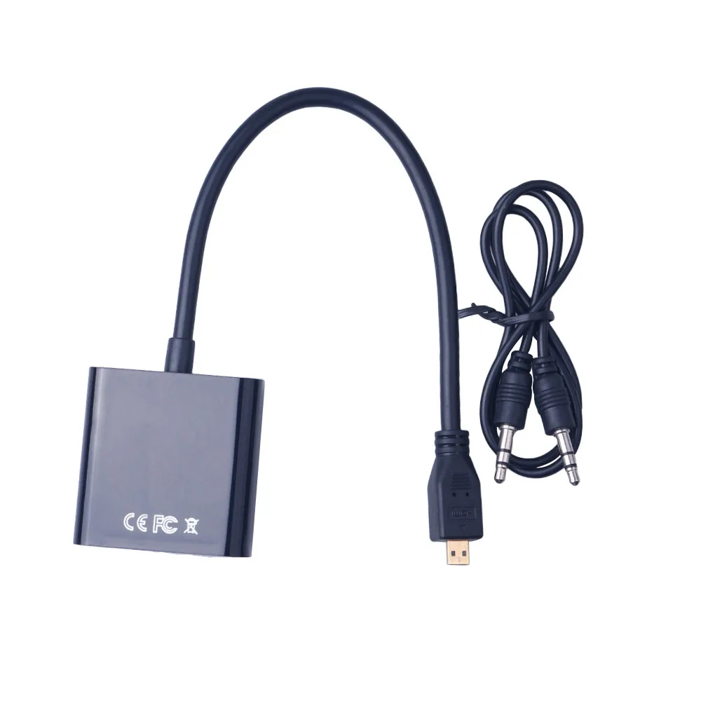 Elistooop переходник-преобразователь VGA в Micro HDMI адаптер с аудиокабелем Aux Папа-папа |