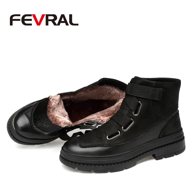 FEVRAL/Новинка; мужские ботинки; сезон осень-зима; коллекция года; теплые зимние ботинки; мужские повседневные рабочие ботинки; модные мужские ботильоны из натуральной кожи