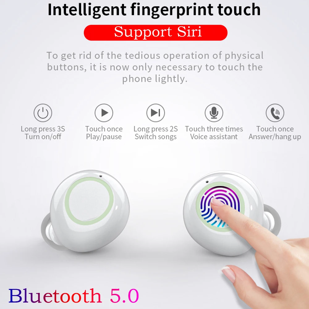 IPX6 Водонепроницаемый Bluetooth 5 0 мини Беспроводные сенсорные наушники Поддержка Siri
