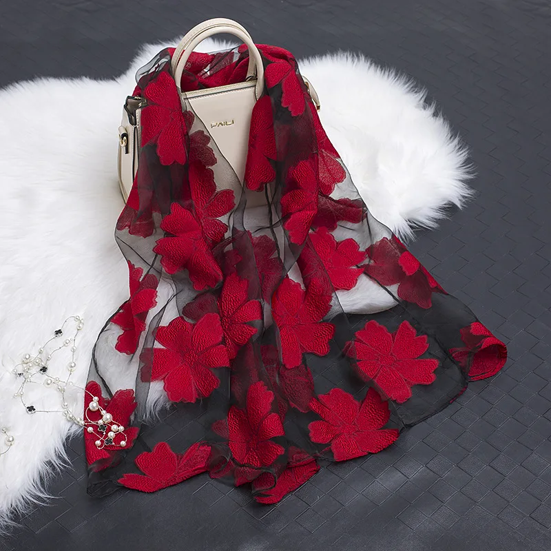 Fashion New Spring Summer Scarf Women Embroidery Floral Shawl Cut Eugen Beach Pashmina Vintage Muslim Gift Free Shipping |