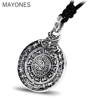 mayones religion authentic 925 sterling silver round necklace pendant men chinese zodiac signs vintage pendants jewelry for male