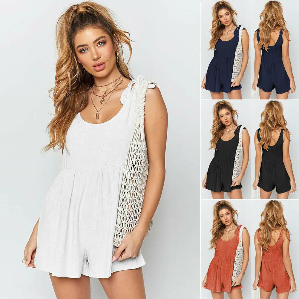 2019 New Style Women Bandage Sleeveless Ladies Clubwear Shorts Playsuit Bodycon Party Solid Romper Trousers |