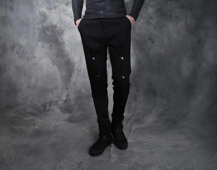 

XS-4XL HOT 2019 Spring /Autumn Men's New Fashion Personality bundle leg pants repair the metal buckle casual footpants
