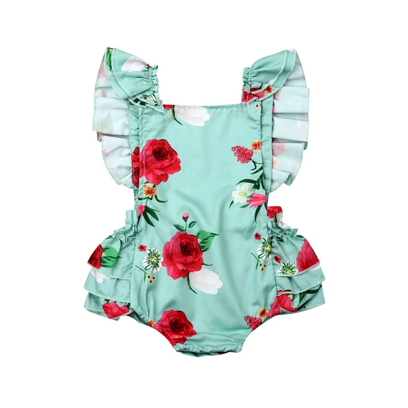 Lovely Newborn Girl Bodysuit Cotton Floral Kid One Piece Jumpsuit Playsuit Girls Sunsuit Baby Clothes | Детская одежда и обувь