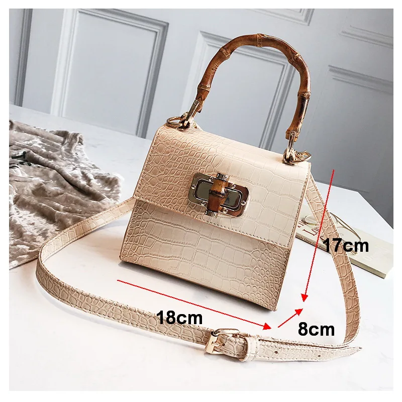 

Ansloth Luxury Crocodile Pattern Bag For Women Wooden Handle Crossbody Bag Ladies Small Flap Bag Female Casual Handbag HPS553
