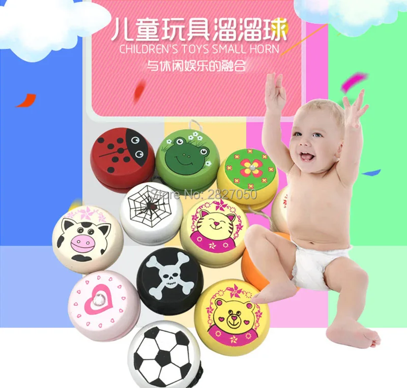 Мультфильм Деревянный йо мяч Классическая Детская игрушка kawaii творческие