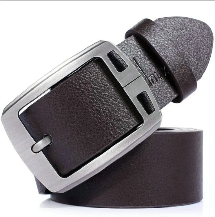 Brown 569 Pin Buckle Dnuxlou Бизнес для отдыха широкий искусственная из искусственной кожи ремень Для мужчин дизайнерские Ремни элегантные блестящие металлические пряжки 125 см Cinto Ceinture - Цвет: Brown 569 Pin Buckle