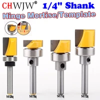 1pc hinge mortisetemplate router bit with shank bearing bottom cleaning straight end mill trimmer cleaning flush trim