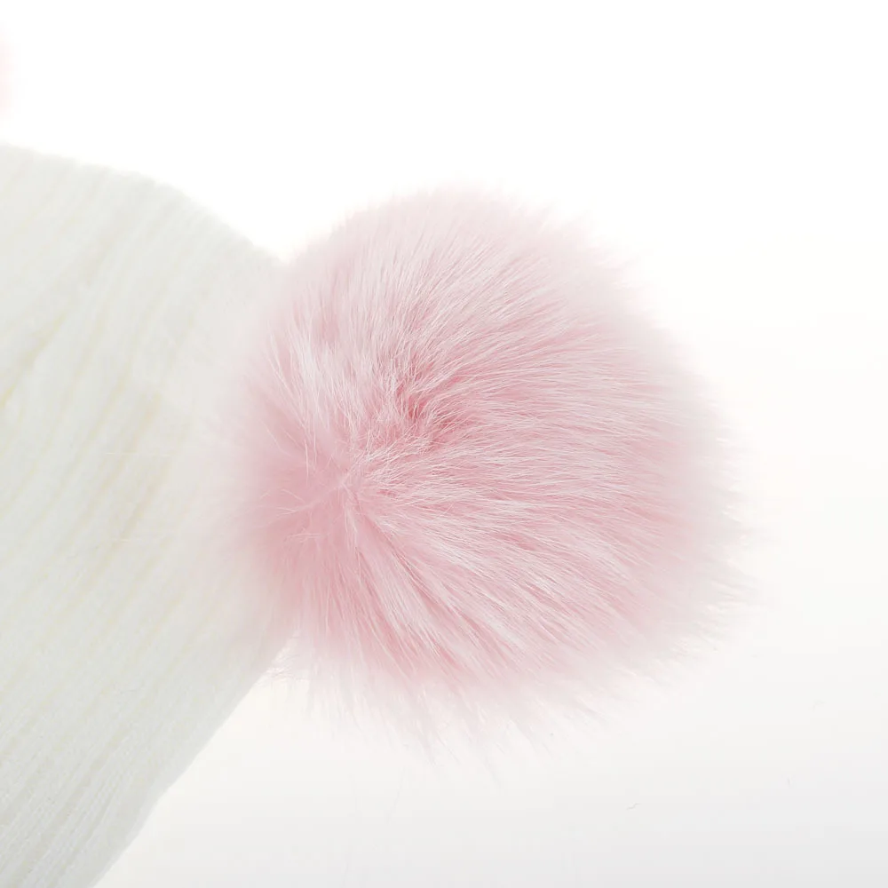On Sale 1pcs Baby Winter Real Fox Fur Ball Beanie Knit Hat Kids Warm Pom Poms Skullies Toddler Infants Beanies Wool Cap | Детская одежда