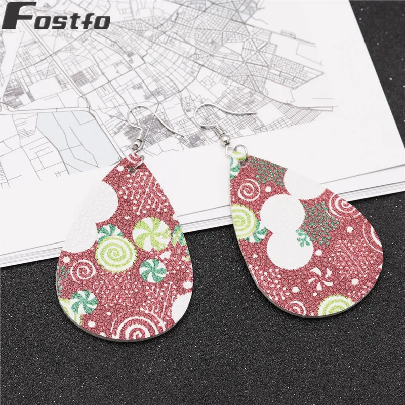 Уникальный дизайн узор серьги из кожи TearDrop лист свисающая Серьга для женщин