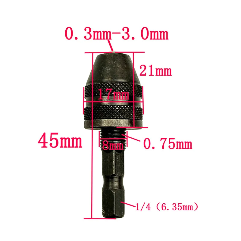 

1/4" 6mm Keyless Chuck Driver Screwdriver Drill Bit Hex Shank Adapter Converte Quick Change SLC88