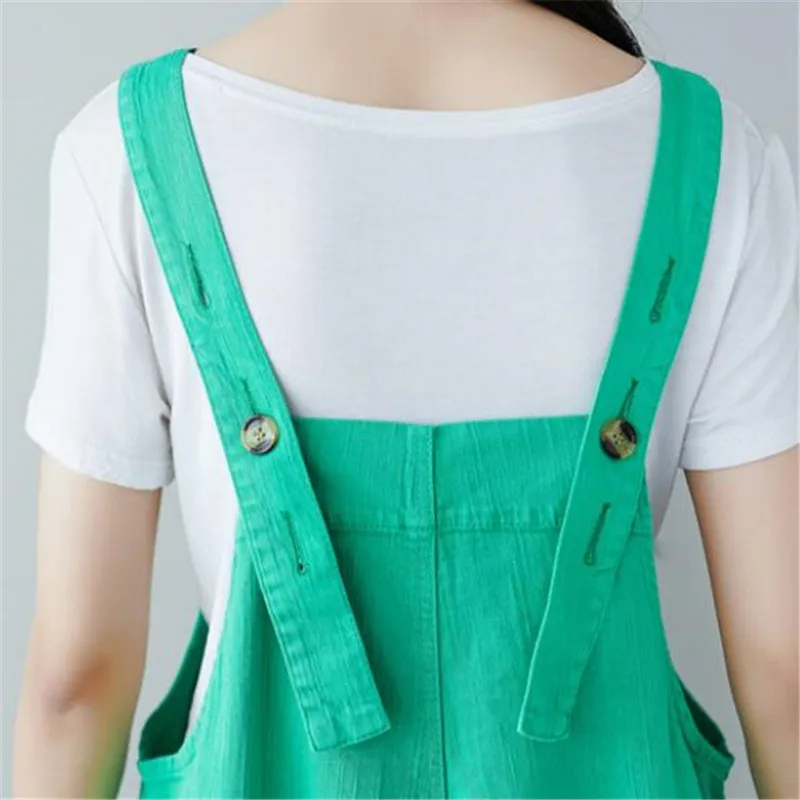 Women Floral Print Denim Jumpsuits Casual Strap Large Size Bib Pants Fashion Hole Loose Straight Trousers