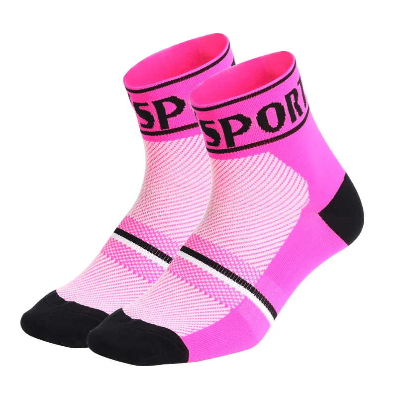 Pink WOSAWE спортивные носки для велосипедистов, баскетбола, противоскользящие дышащие Компрессионные гольфы для бега, пешего туризма, носки для гонок, велосипеда - Цвет: Pink