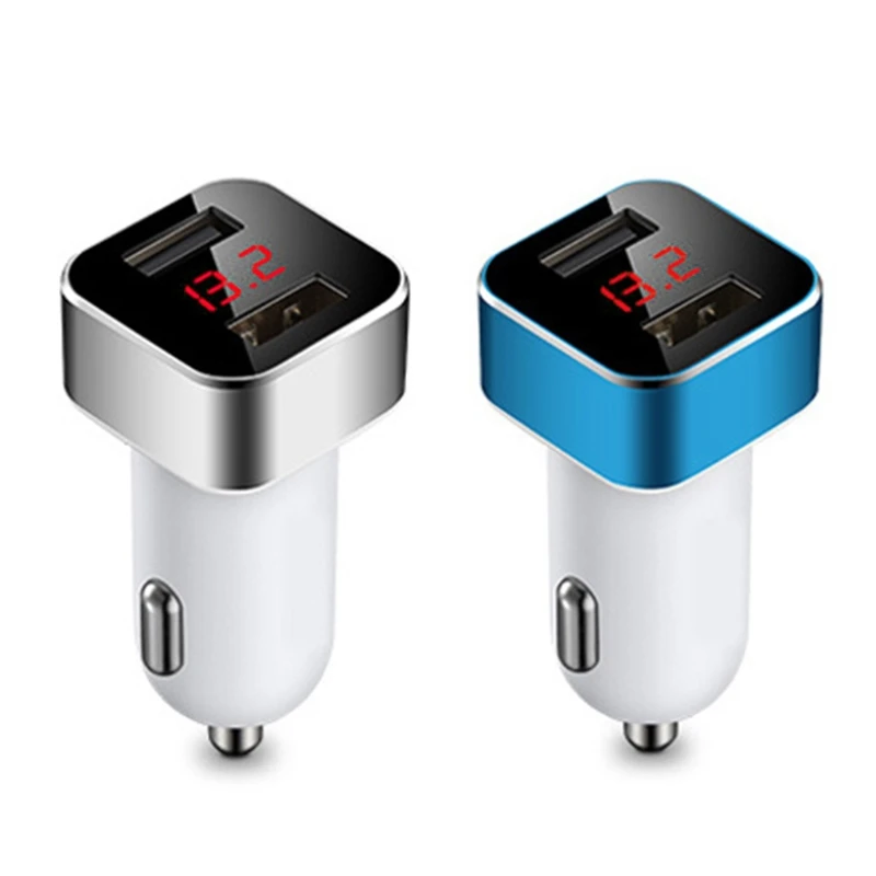 Автомобильное зарядное устройство с двумя usb портами умный светодиодный дисплей