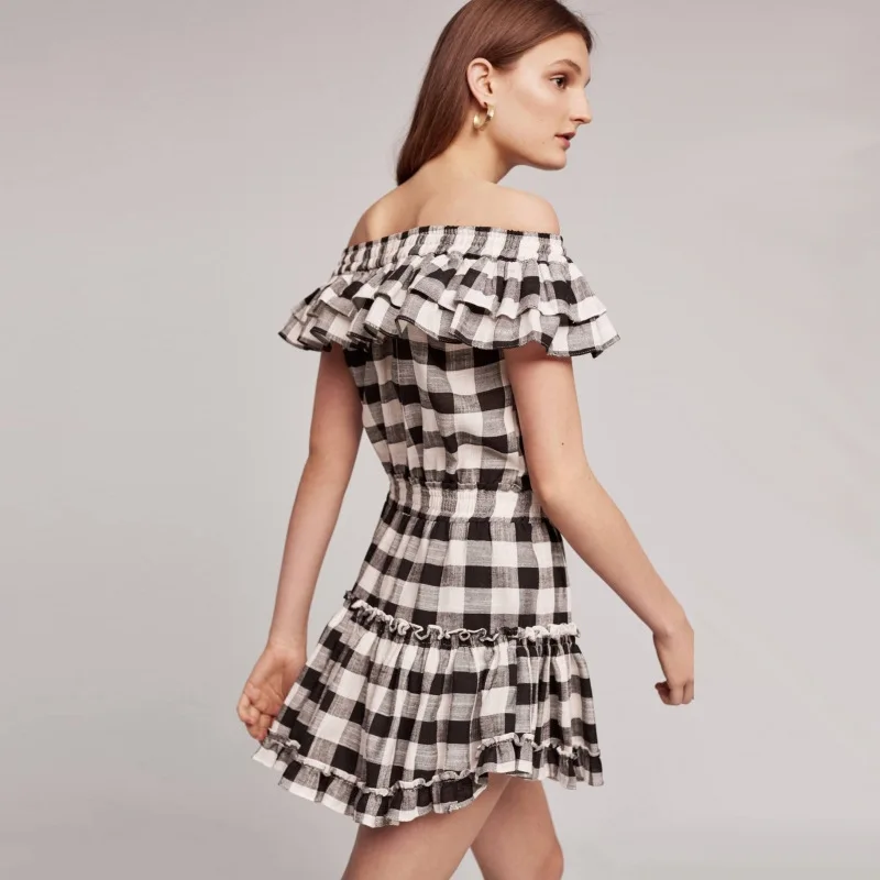 Радость душу населения женщины dress рукавов плиссированные vestidos slash шеи летние