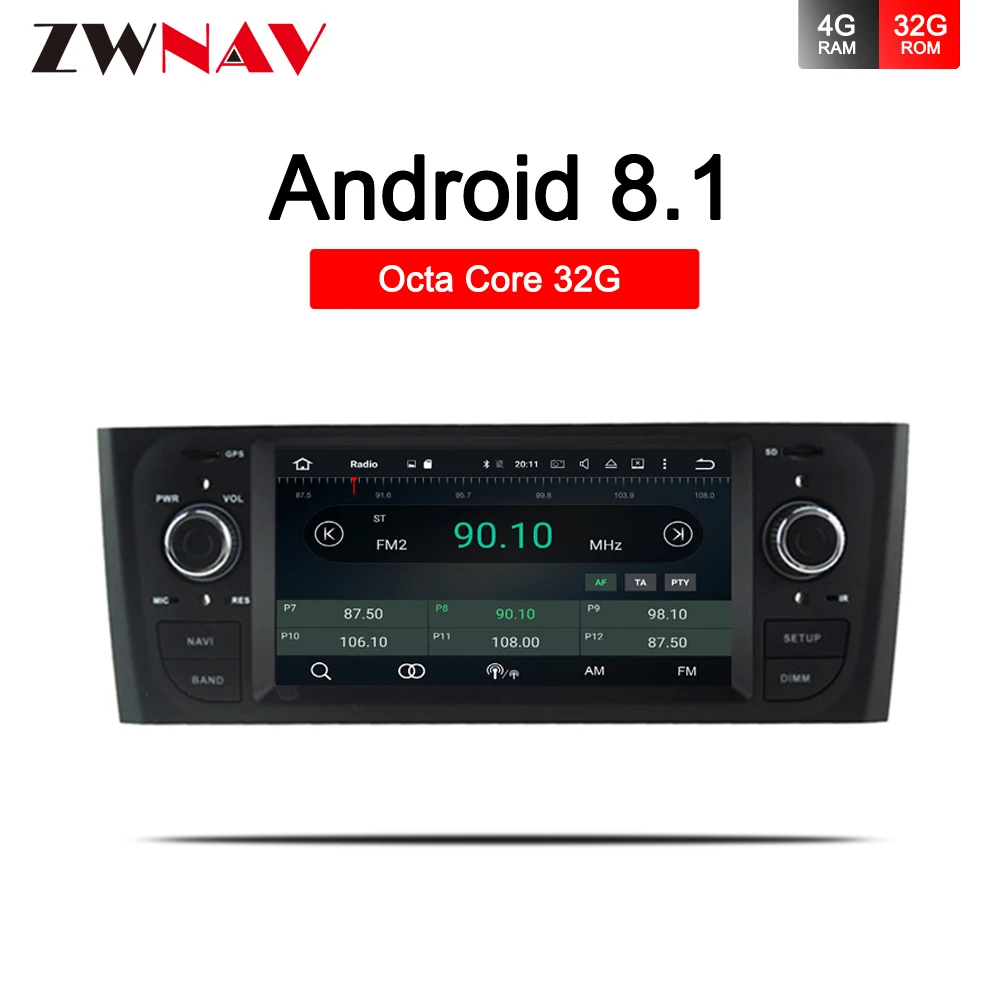 Android 8,1 автомобильный Радио gps навигация Мультимедиа Стерео для Fiat Grande Punto Linea 2006-2012 Авто Аудио Видео DVD wifi карта ips