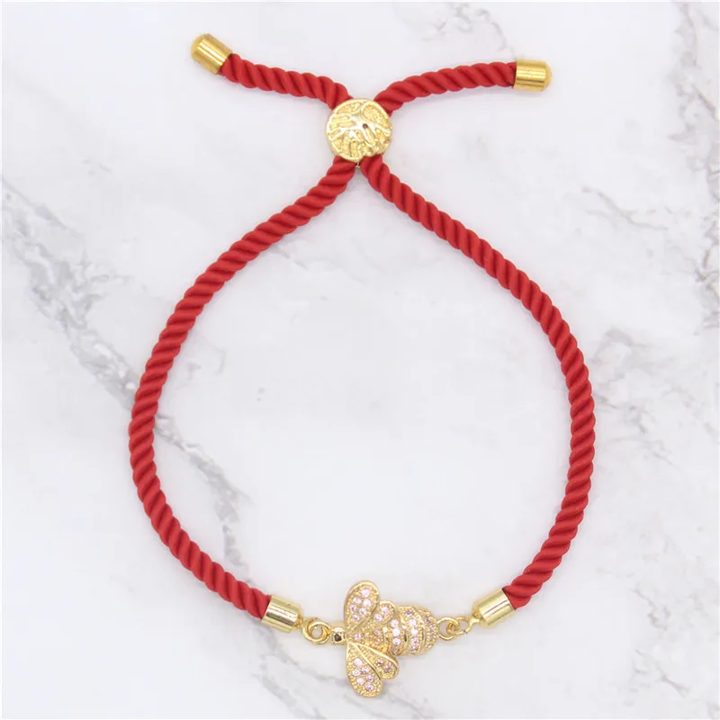 Adjustable Cubic Zirconia Crystal Bee Bracelet Red String Bracelets for Women MBR180239 | Украшения и аксессуары