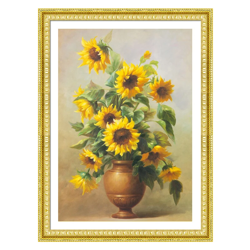 

Needlework,DIY Cross stitch,Set For Full Embroidery kit,Noble classic vase sun flower Printed Pattern cross stitch wedding gift