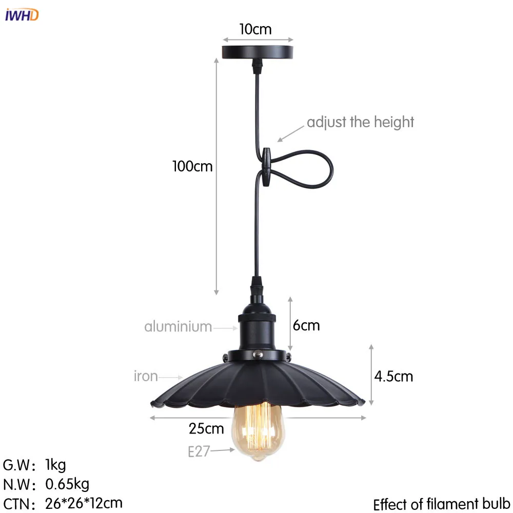 

IWHD серебристый винтажный подвесной светильник