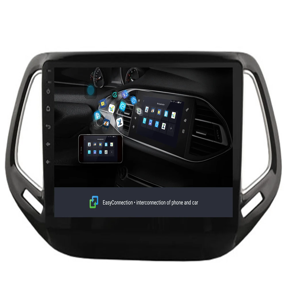 10,2 дюймов 4G LTE wifi головное устройство для Jeep Compass Android 9,1 2G+ 16G Автомобильный DVD Мультимедиа gps навигация