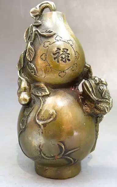 6 &quotКитайский фэн шуй медный счастливый три ноги жаба Тыква скульптура