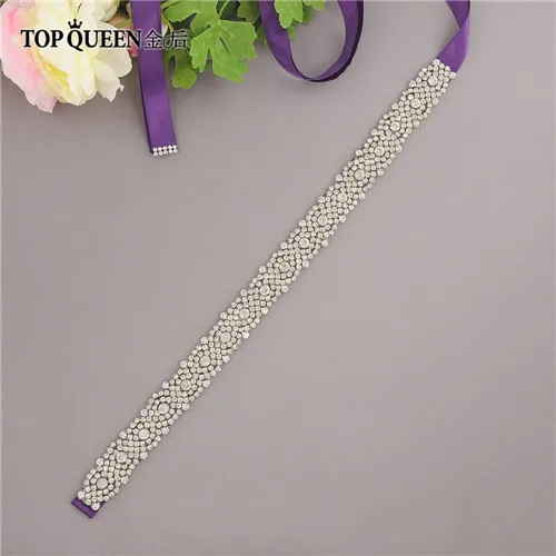TOPQUEEN S28B ремешок для свадебного платья обтягивающие Свадебные ремни со стразами Лента Свадебная со стразами Пояс Серебристый бриллиантовый пояс - Цвет: purple