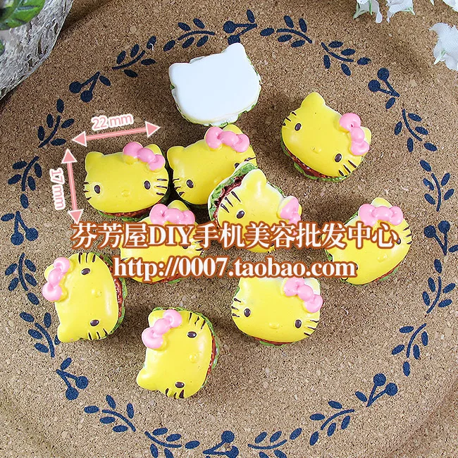 50 шт./лот плоской задней смолы рисунок Hello Kitty cc хлеб для тостов 19*18 мм смешанные
