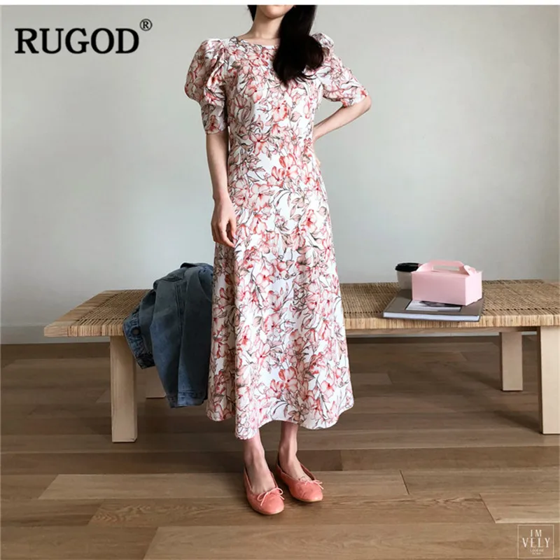 RUGOD женская обувь на каждый день с цветочным принтом платье коротким рукавом