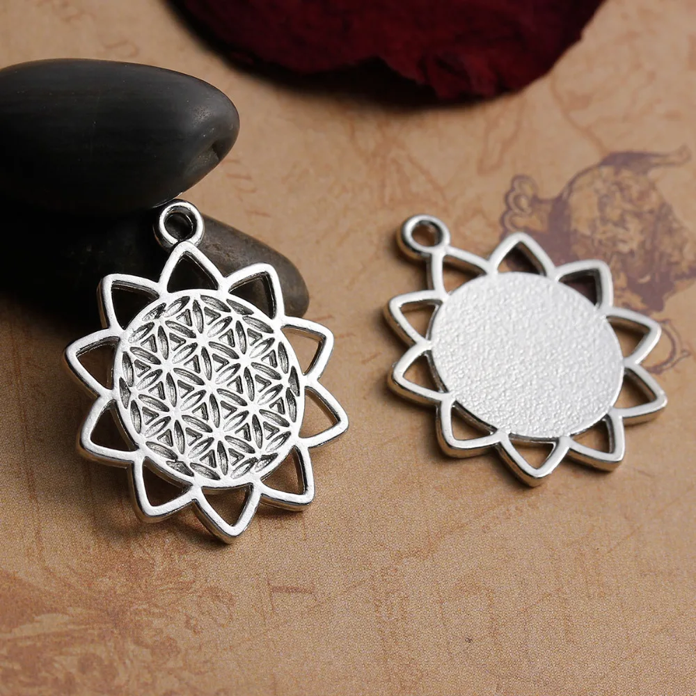 DoreenBeads сплав цветок жизни Подвески золотой цвет полые резные 29 мм (1 1/8 &quot) x 25 (1&quot) 5