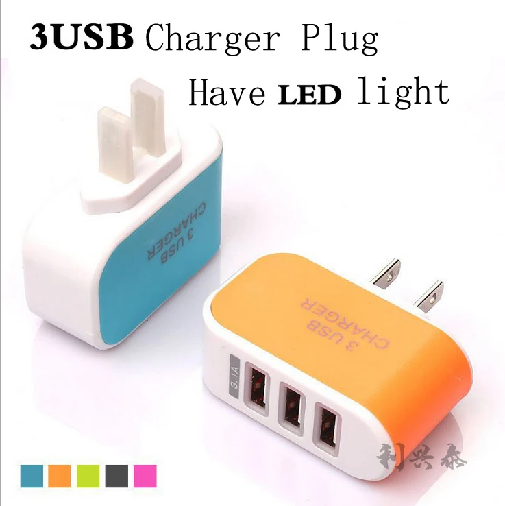 Металлический Настенный адаптер питания с двумя USB разъемами 2 1 А AC 3 порта для