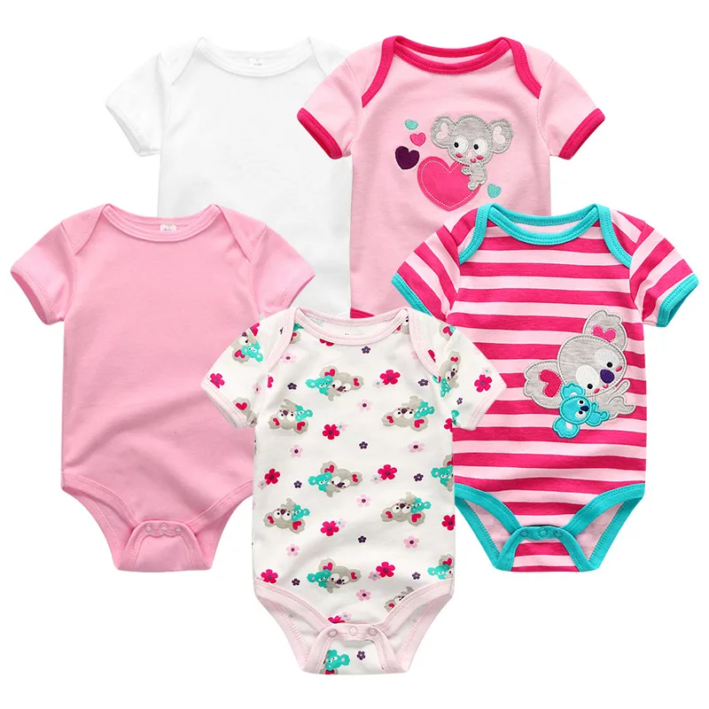

5PCS/LOT Unicorn Baby Rompers Baby Boy Clothes Roupas de bebe Clothing Sets 0-12M Short Sleeve Infantil Baby Girl Clothes