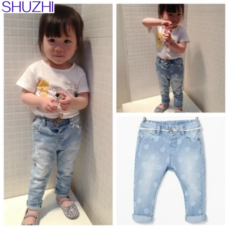 Весенние узкие джинсы для маленьких девочек джинсовые брюки новорожденных