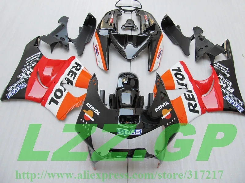 

orange red black Fairings for HONDA CBR900RR 919 98 99 CBR 900RR 1998 1999 CBR919 1998 1999 REPSOL fairing parts #S766 LZZ.GP