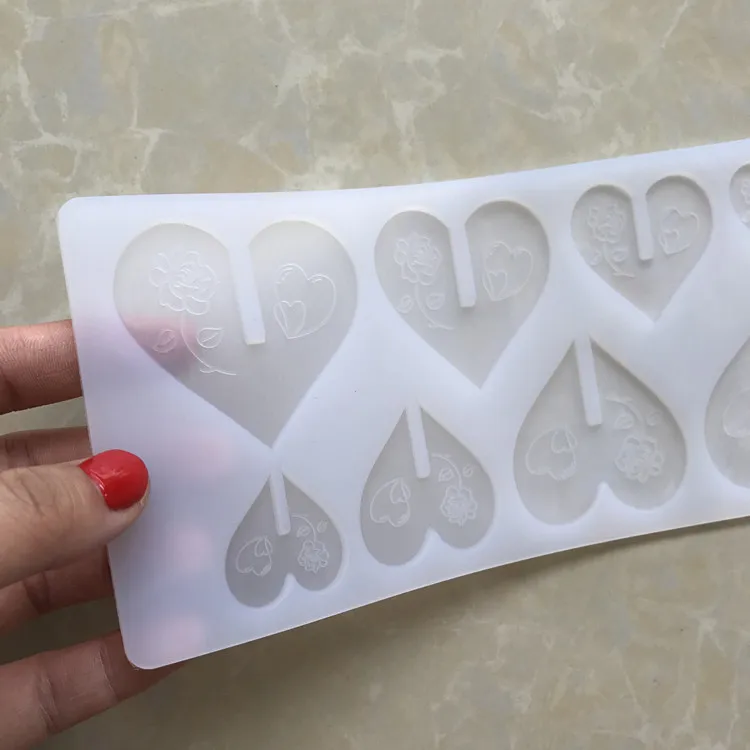 8 полостей сердце с цветами форма силиконовая помадка Шоколадные Чипсы печенье