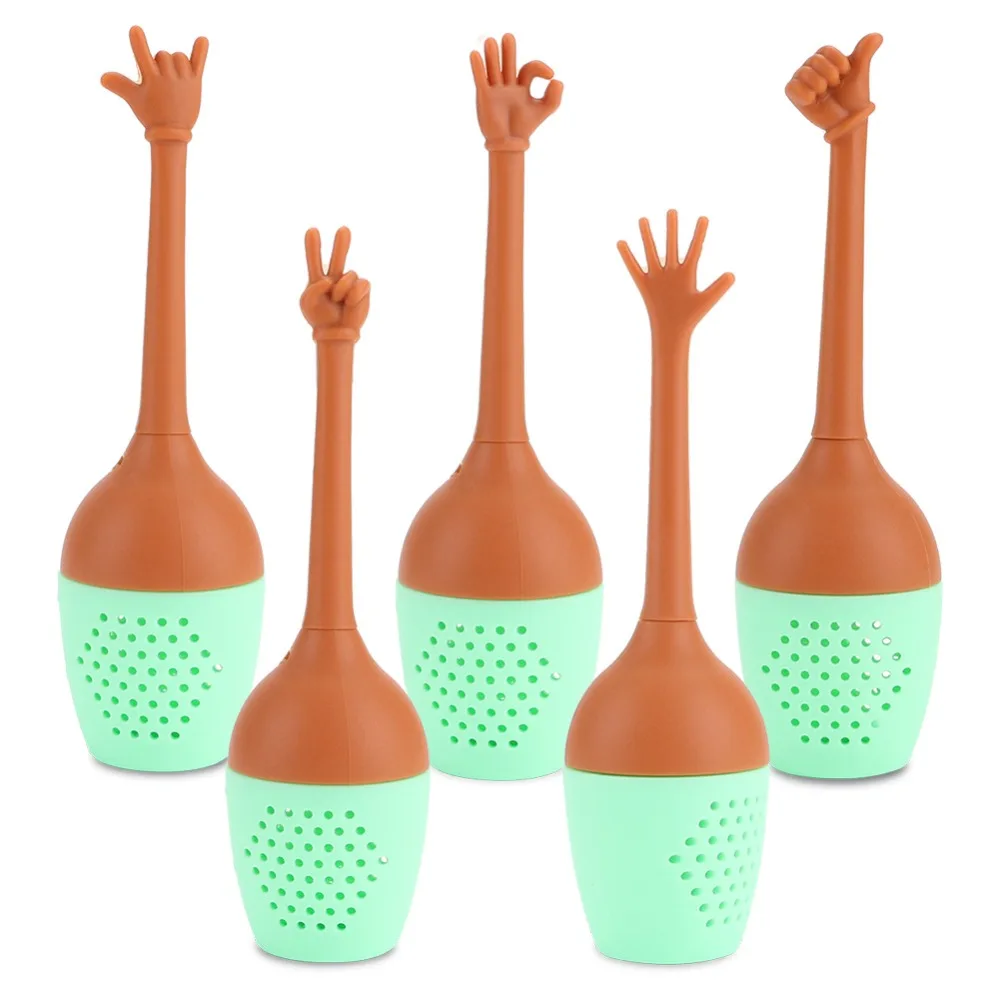 Забавный силиконовый ситечко для заваривания чая в форме жеста рук травяной