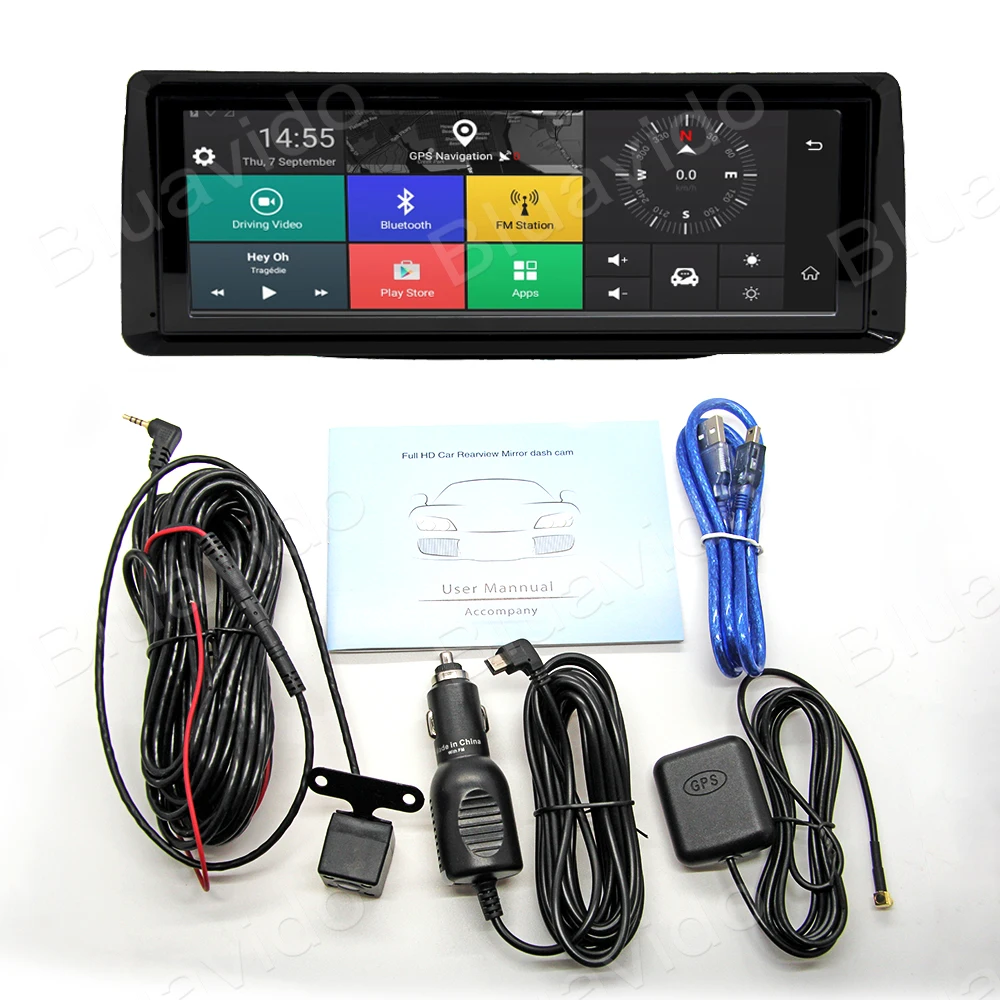 Bluavido 8 &quotips 4G Android ADAS Автомобильный видеорегистратор gps навигация 1080P Dashboard с